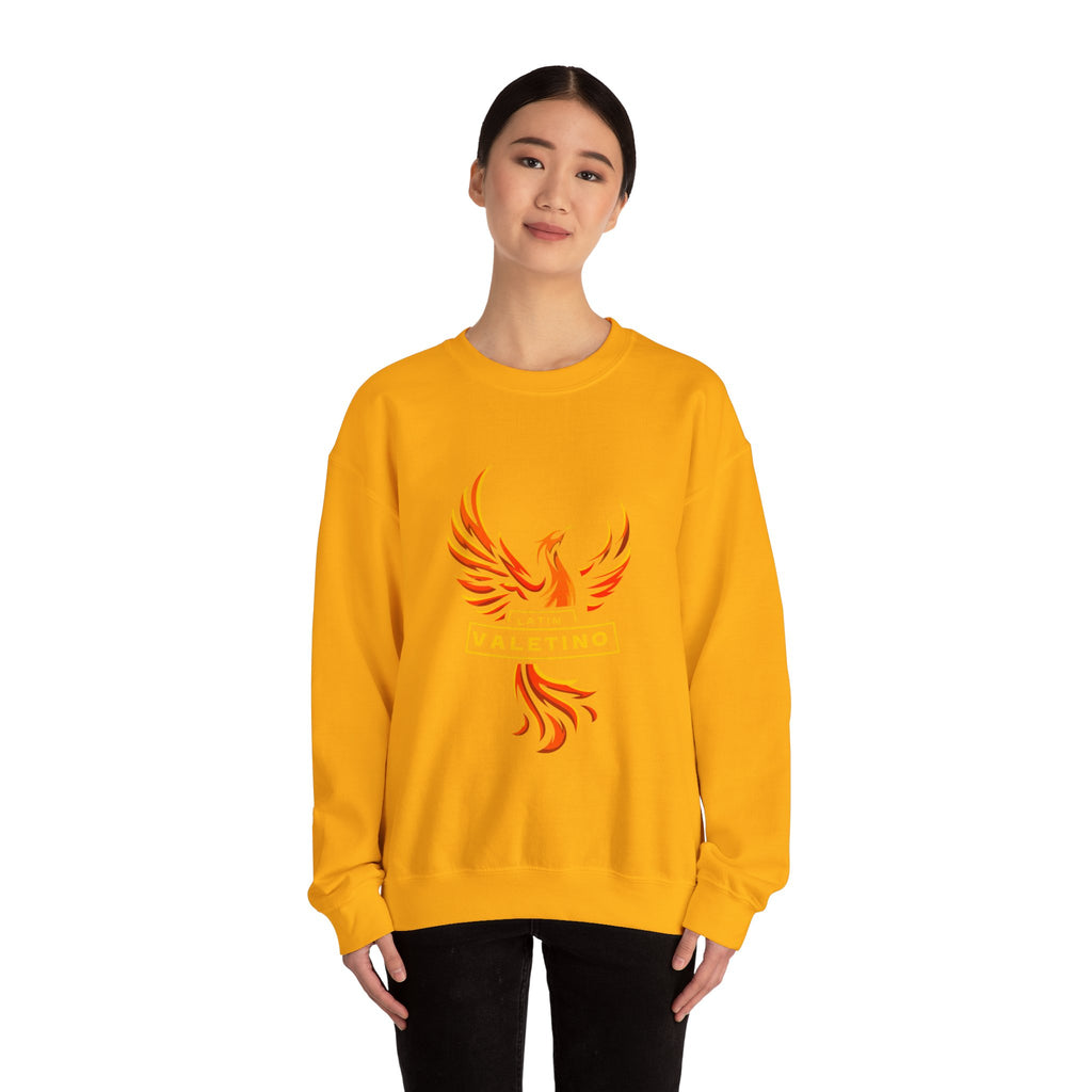 Flaming Phoenix Valentino Crewneck Sweatshirt | Mythical Fire Bird Design