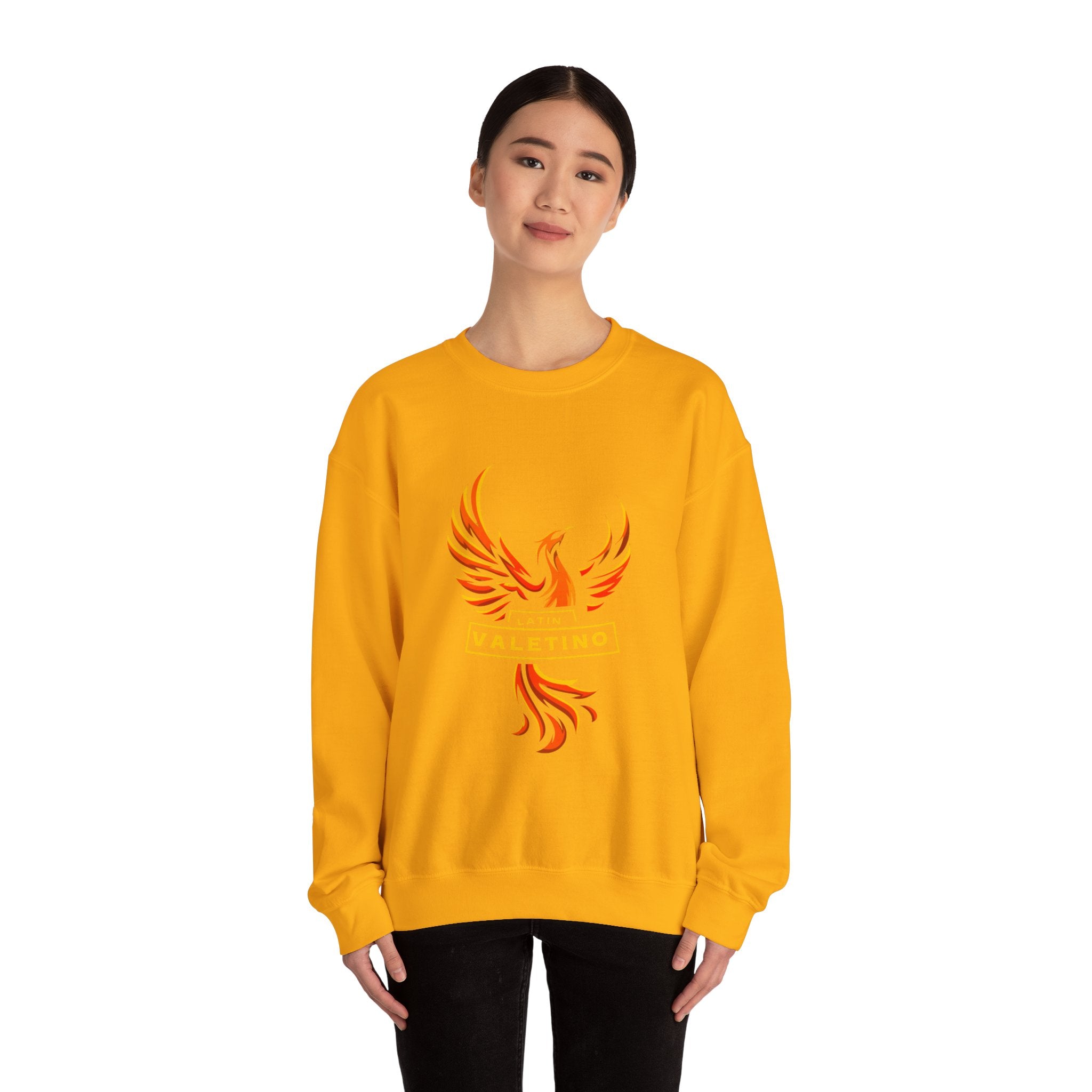 Flaming Phoenix Valentino Crewneck Sweatshirt | Mythical Fire Bird Design