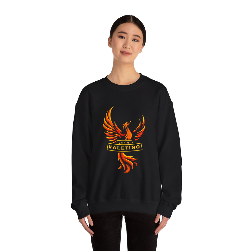 Flaming Phoenix Valentino Crewneck Sweatshirt | Mythical Fire Bird Design