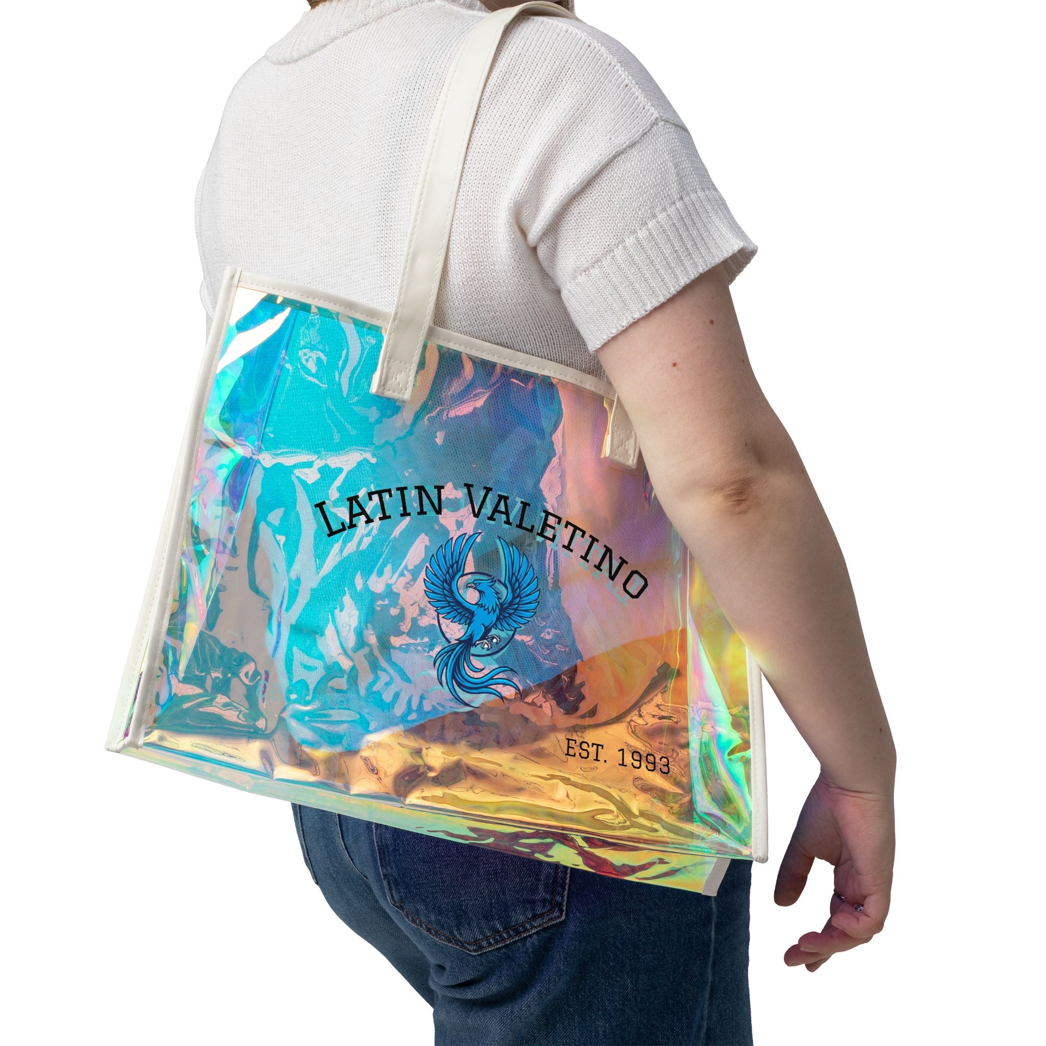 Holographic Phoenix Beach Tote Bag | Iridescent Clear Tote | Latin Valentino