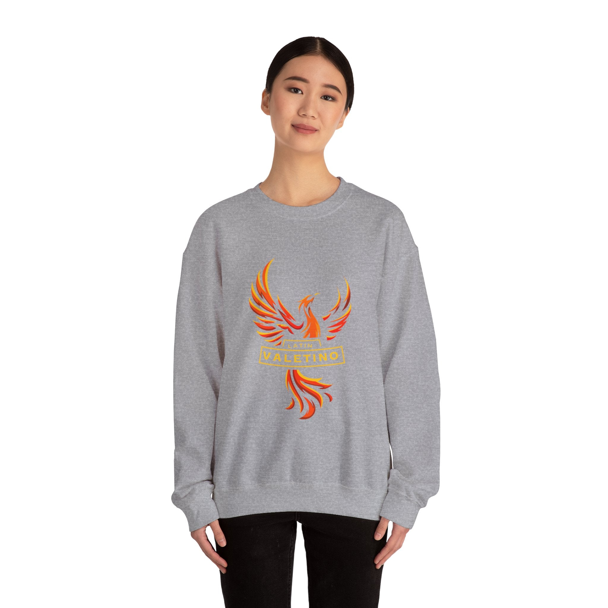 Flaming Phoenix Valentino Crewneck Sweatshirt | Mythical Fire Bird Design