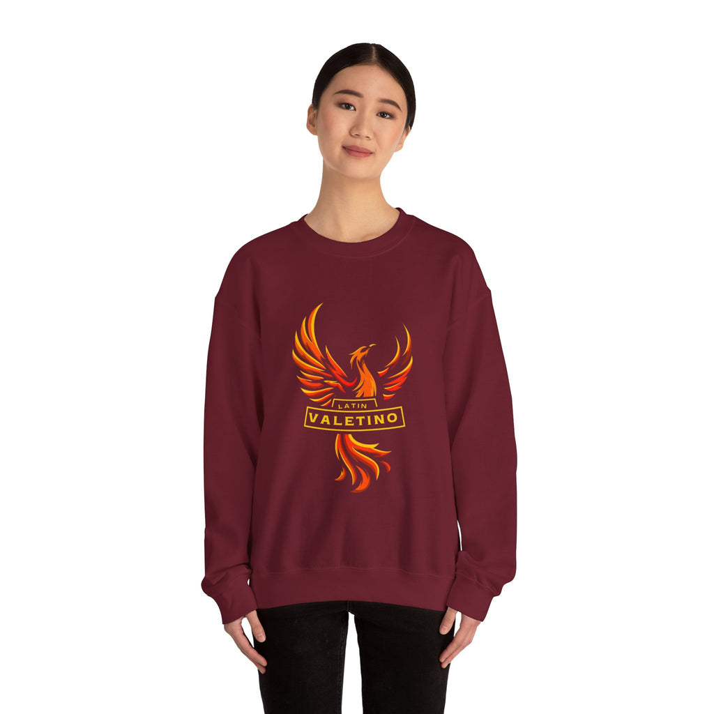Flaming Phoenix Valentino Crewneck Sweatshirt | Mythical Fire Bird Design
