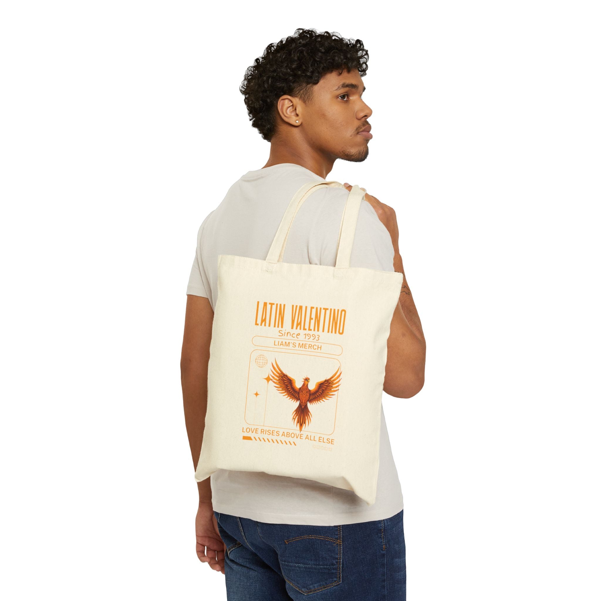 Latin Valentino Phoenix Illustration Tote Bag | Vintage Band Poster Design
