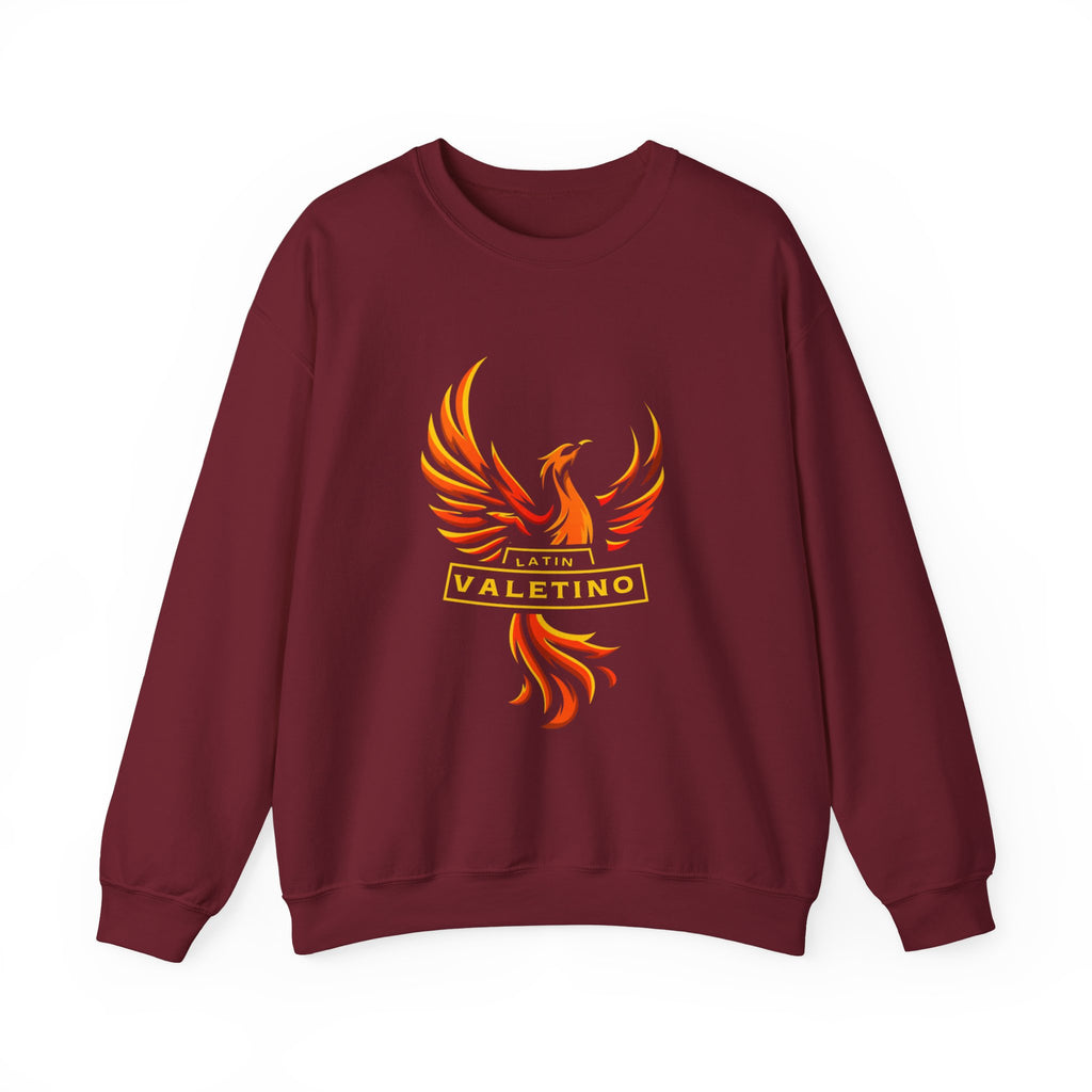 Flaming Phoenix Valentino Crewneck Sweatshirt | Mythical Fire Bird Design