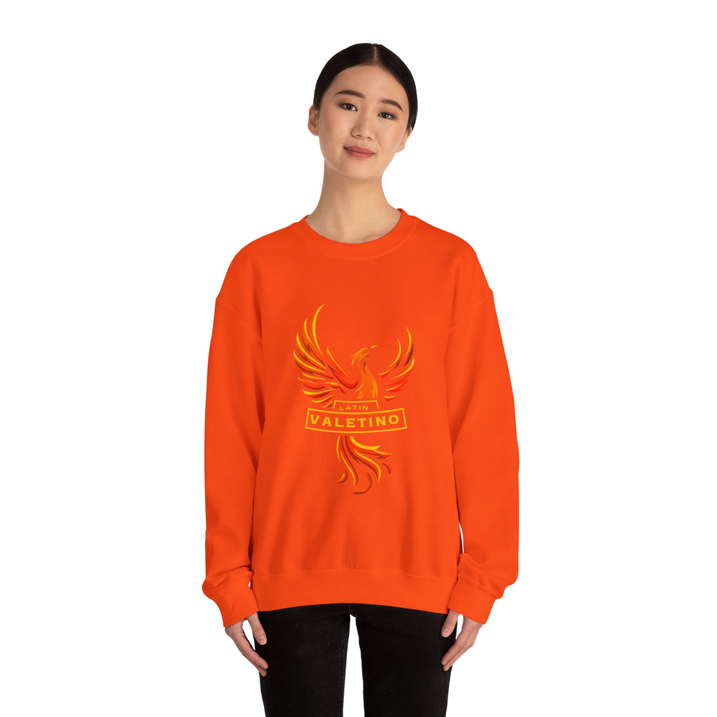 Flaming Phoenix Valentino Crewneck Sweatshirt | Mythical Fire Bird Design