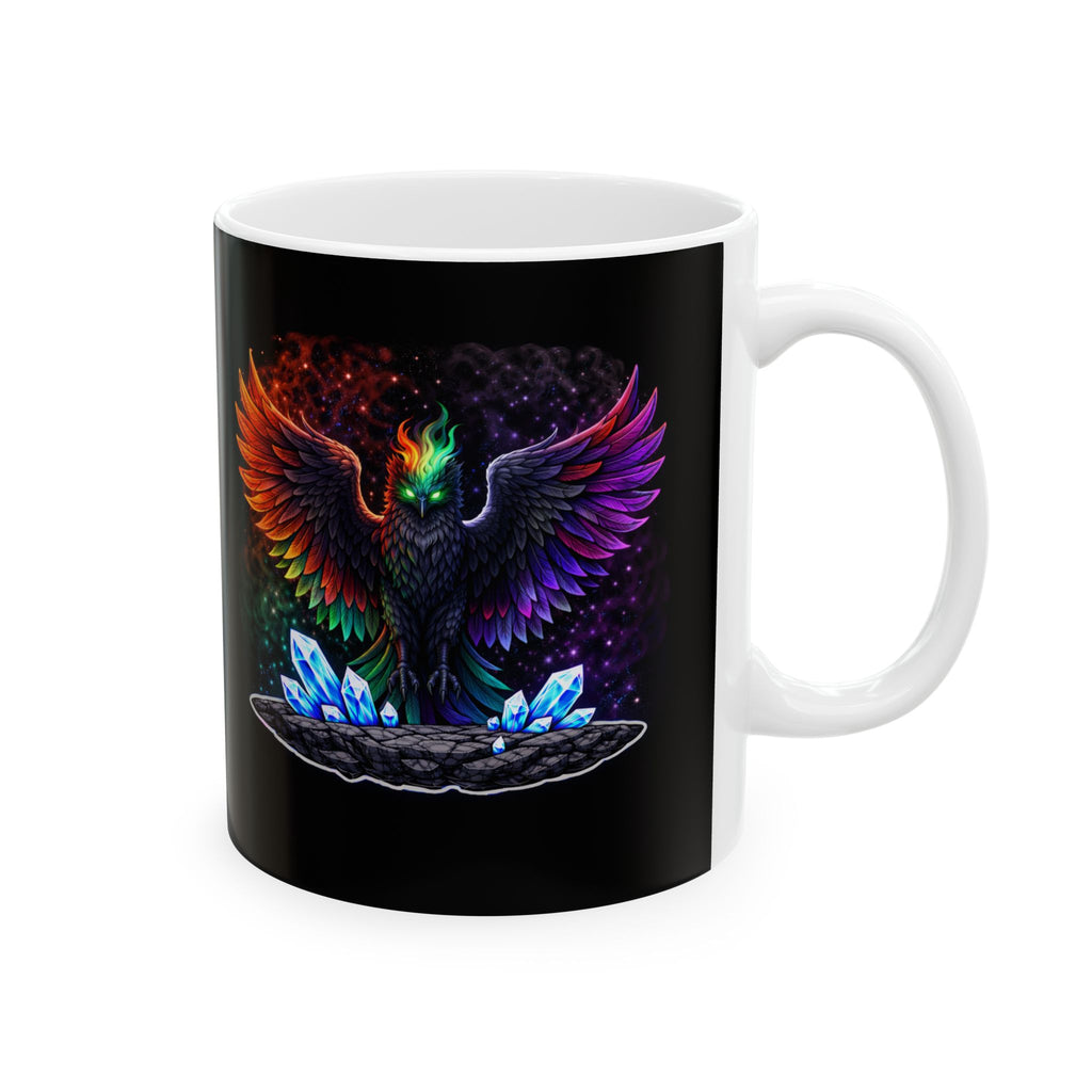Rainbow Phoenix Illustration Mug | Latin Valentino’s Ceramic Coffee Cup