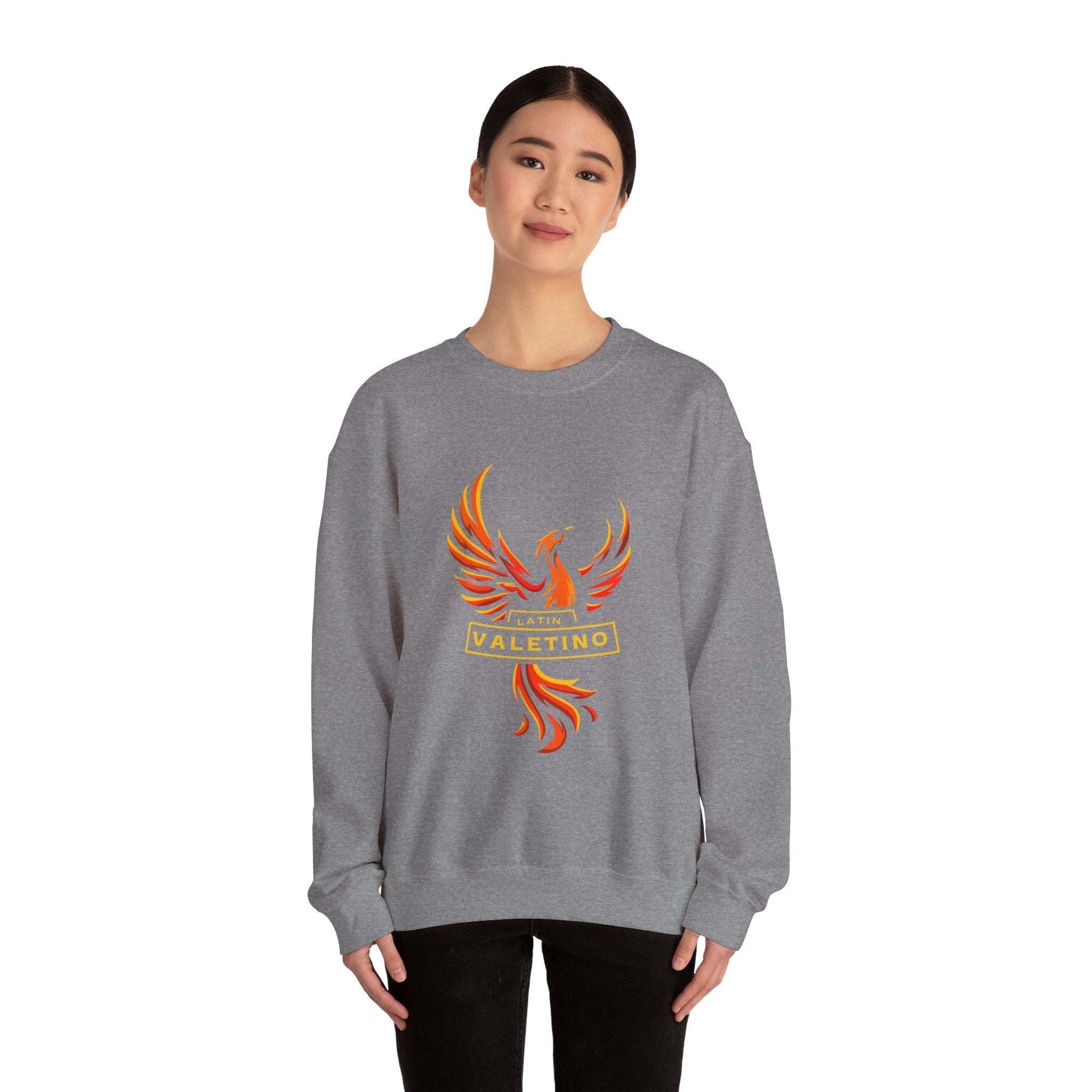 Flaming Phoenix Valentino Crewneck Sweatshirt | Mythical Fire Bird Design