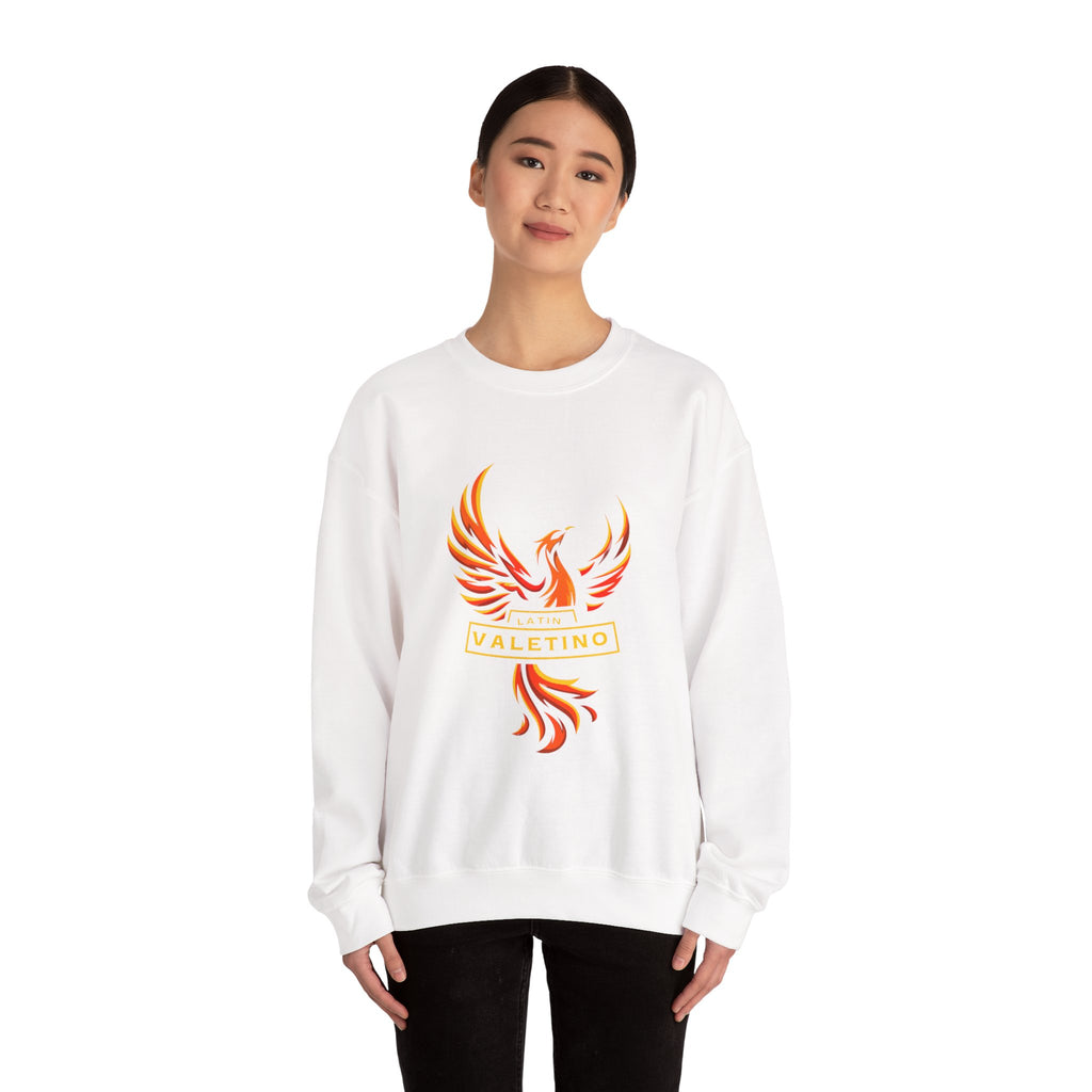 Flaming Phoenix Valentino Crewneck Sweatshirt | Mythical Fire Bird Design