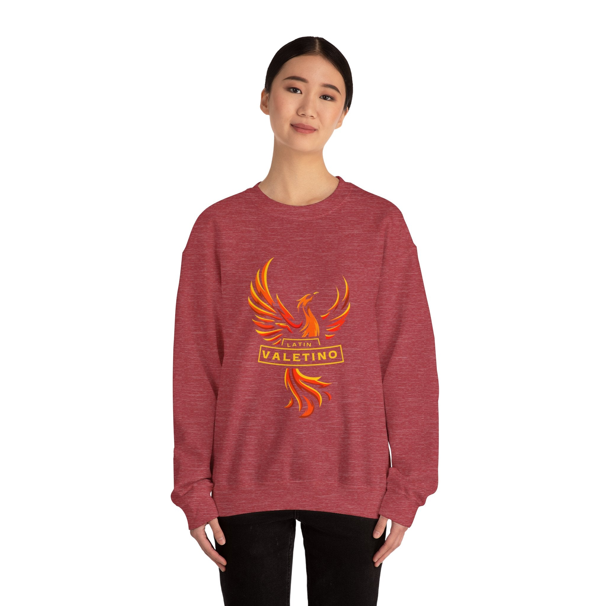 Flaming Phoenix Valentino Crewneck Sweatshirt | Mythical Fire Bird Design
