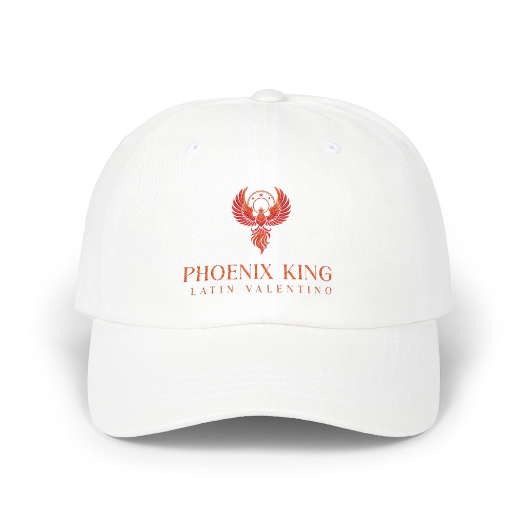 Latin Valentino embroidered logo Cap | White hat, minimalist phoenix design