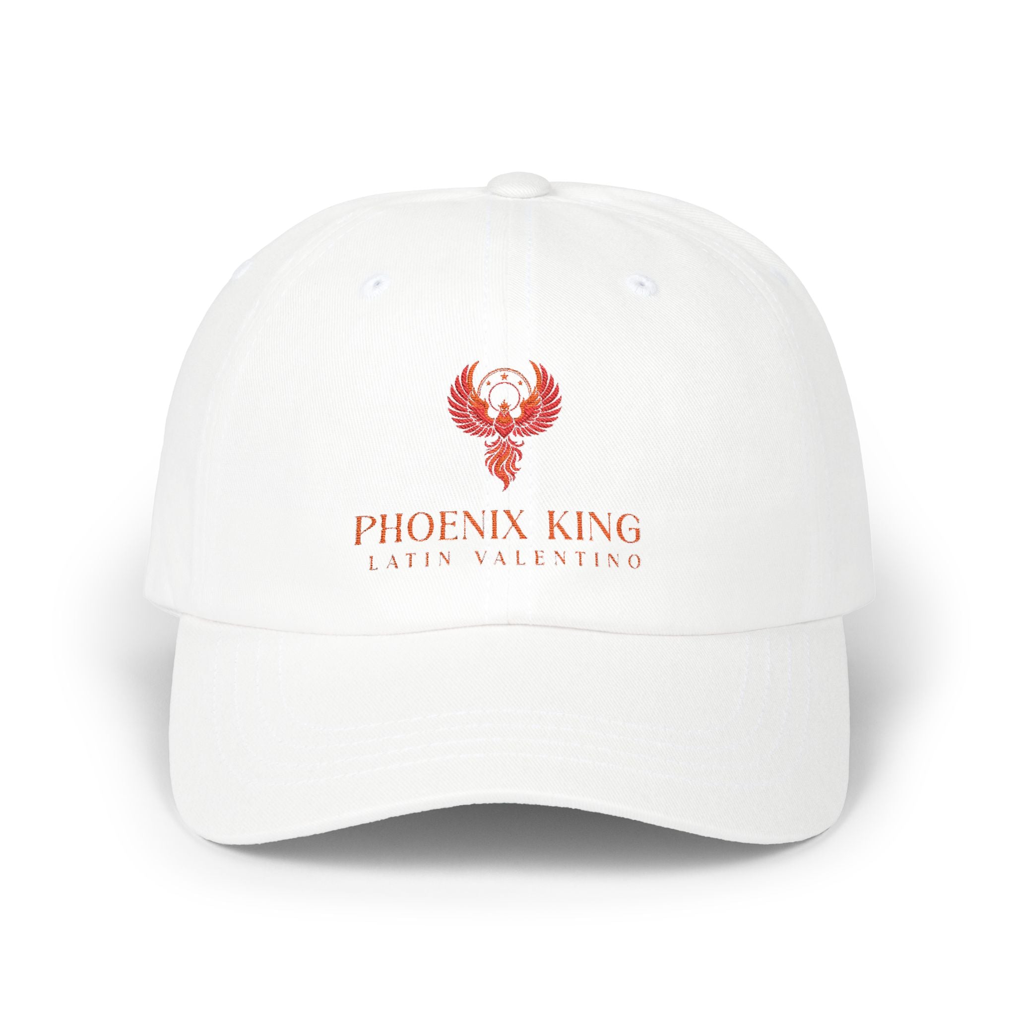 Latin Valentino embroidered logo Cap | White hat, minimalist phoenix design